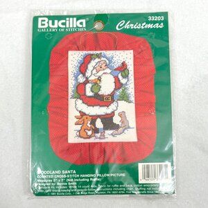 Vintage Bucilla Woodland Santa Counted Cross-Stitch Kit (1991)